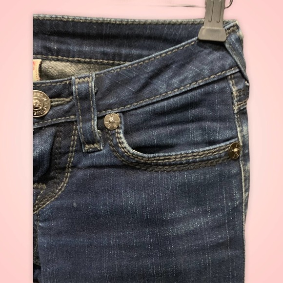 True Religion Jeans Billy Big QT Straight Women's Size 26 Dark Wash Button Flap - Picture 3 of 10